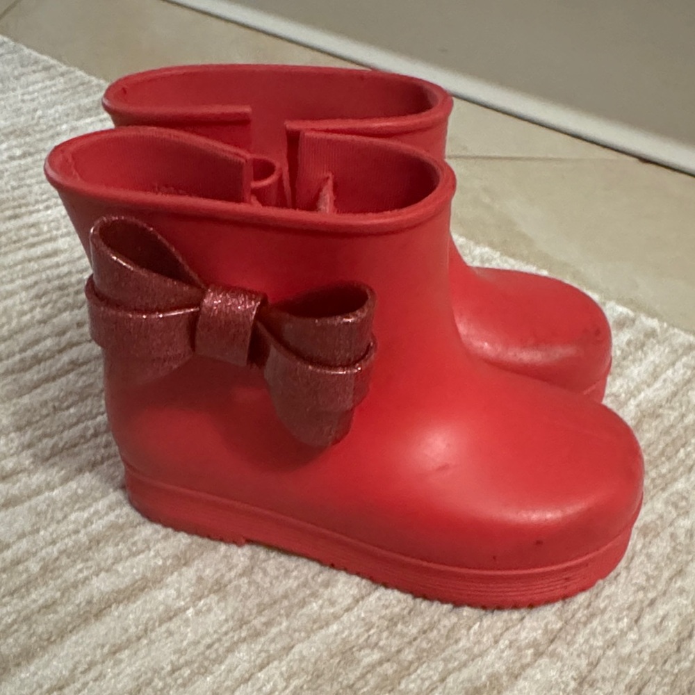 Mini Melissa Red Kids Boots with Glitter Bow 7/8
